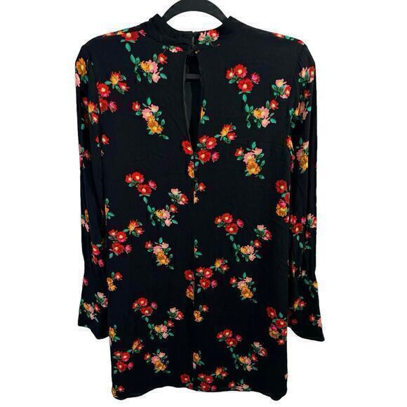 Zara Long Sleeve Floral Dress Black Size M‎ - Picture 5 of 8